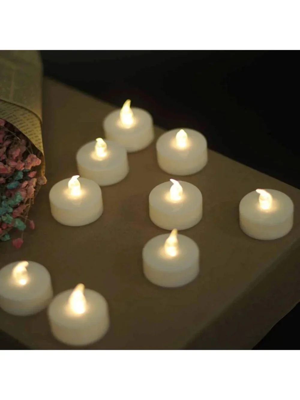 Realistic Flameless LED Tea Light Candles - 200pcs Battery Operated Warm White
